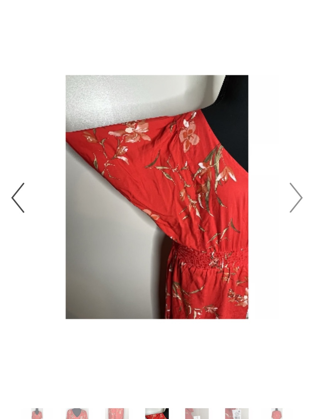 CeCe Red Floral Long-Sleeve Smocked-Waist Dress